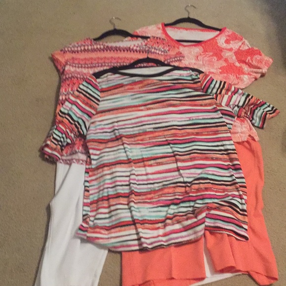 Kim Rogers Pants - Kim Rogers capris 18w white & coral & 1x shirt